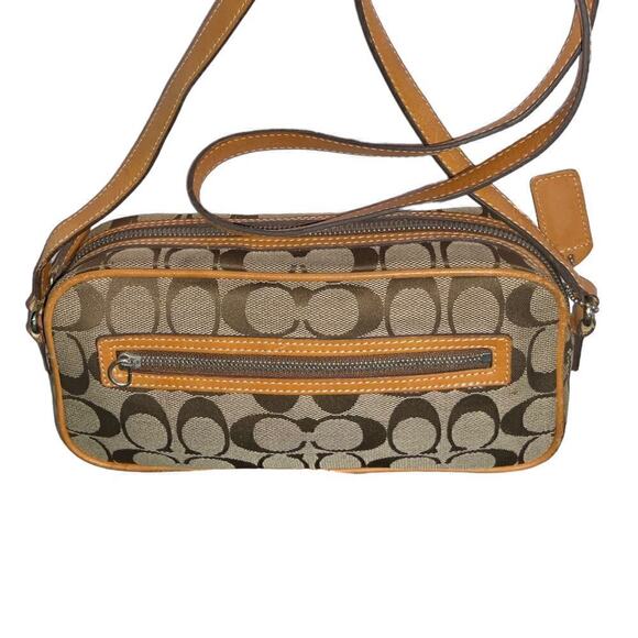Coach Signature Canvas Brown Mini Crossbody Shoulder Bag - Picture 12 of 15